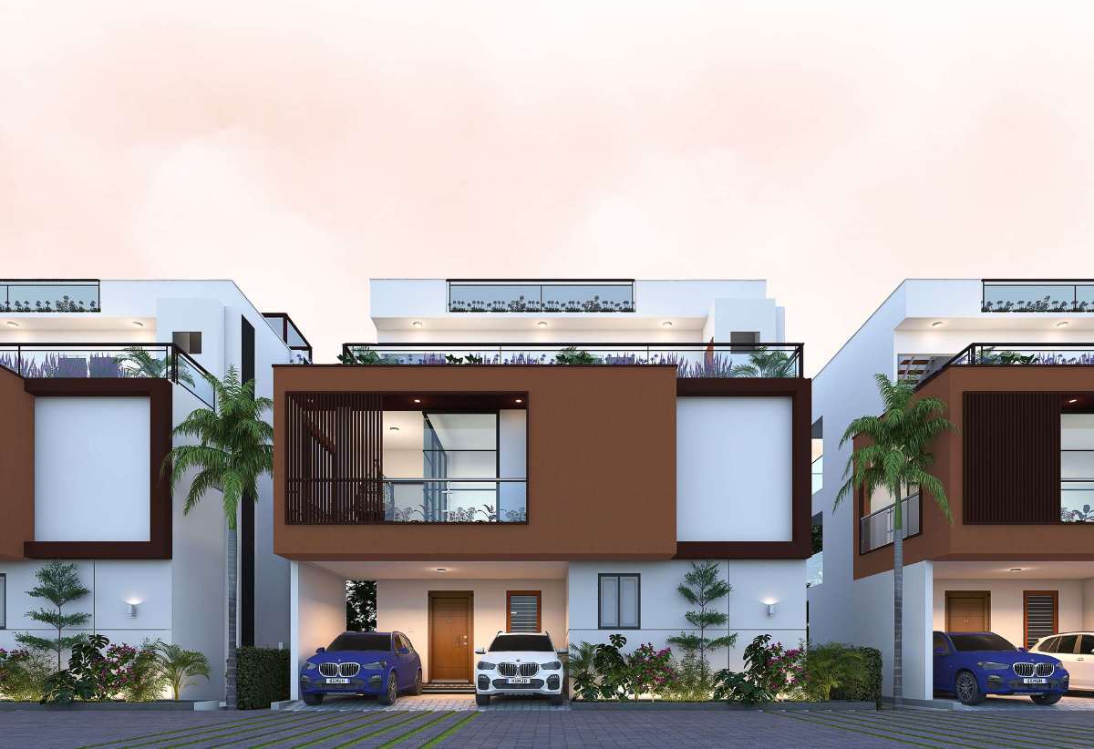 Villa street at Konig North County, Devanahalli — architectural render