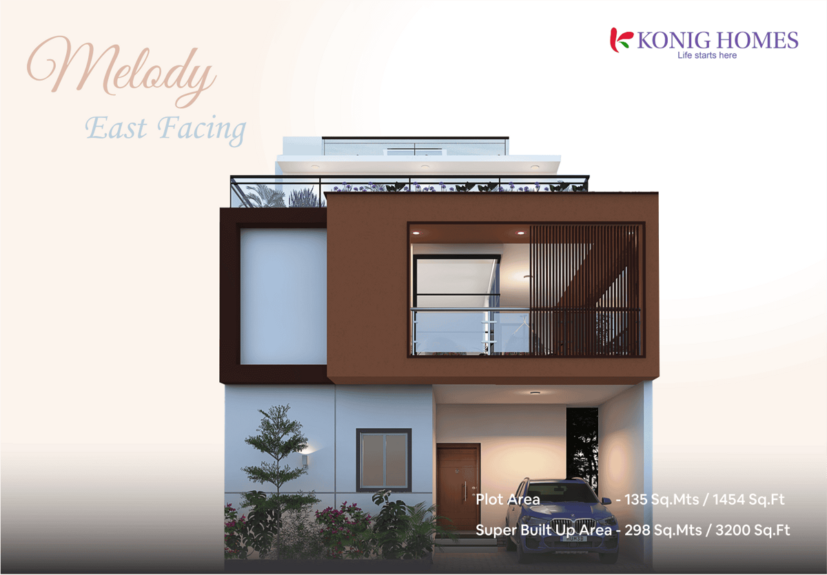 Elevation 2 - exterior elevation view of Konig North County villas in Devanahalli