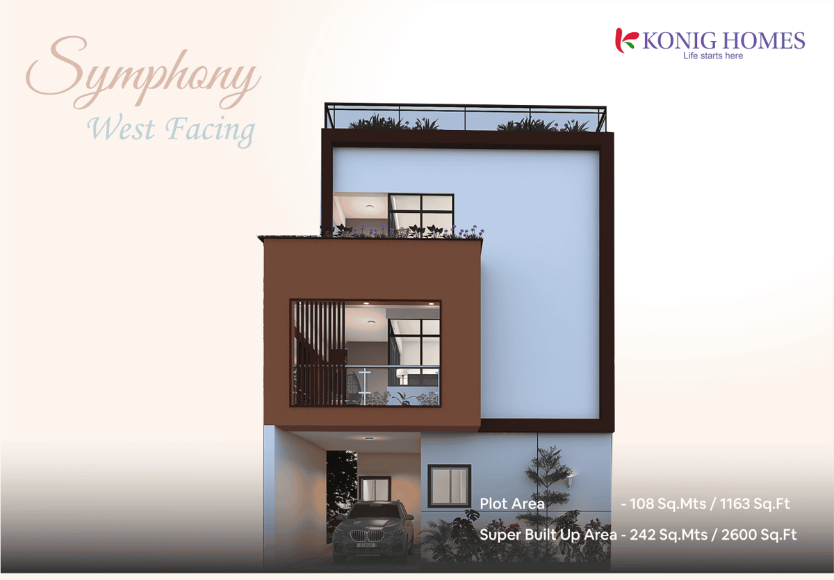Elevation 3 - exterior elevation view of Konig North County villas in Devanahalli