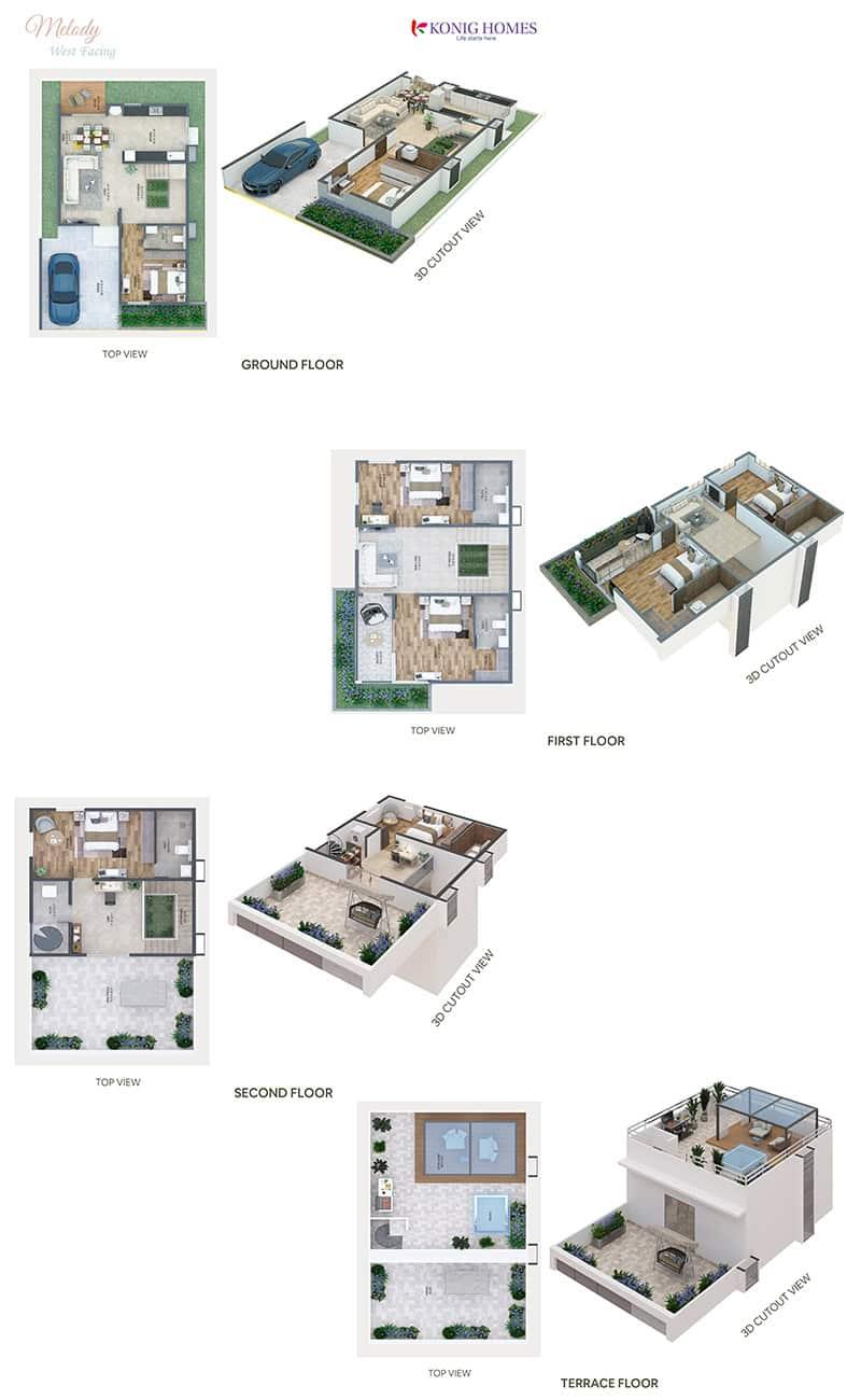 Floor plan 2 - 4BHK villa layout at Konig North County, Devanahalli